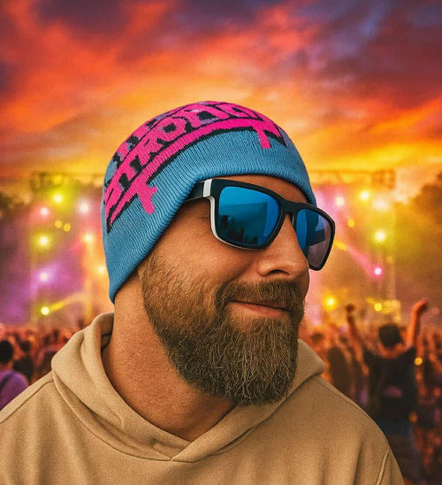 DMT Astronaut Drip Beanie Blue Fluro Pink