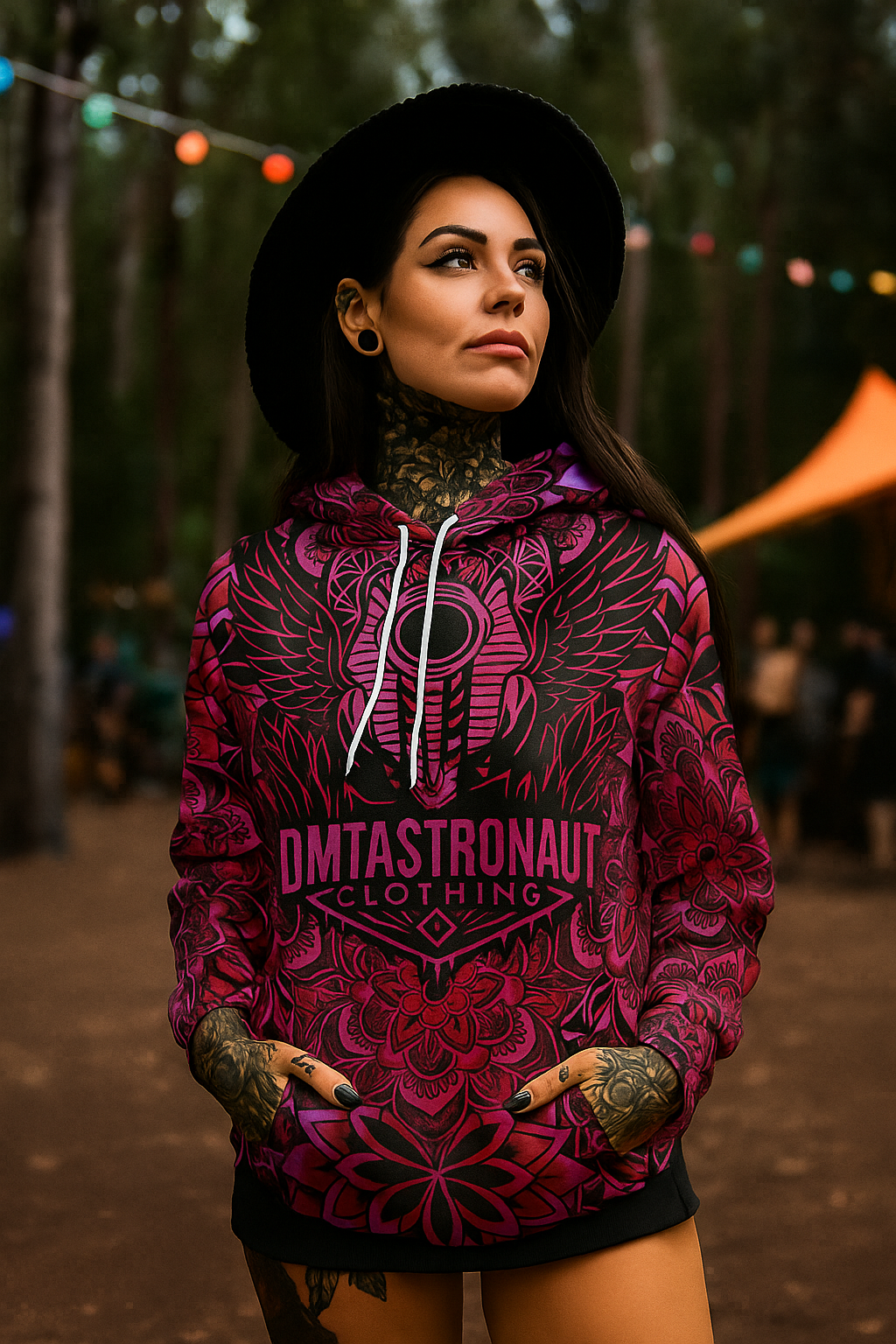 Fluro Rose Red Mandala Hoodie (Limited)