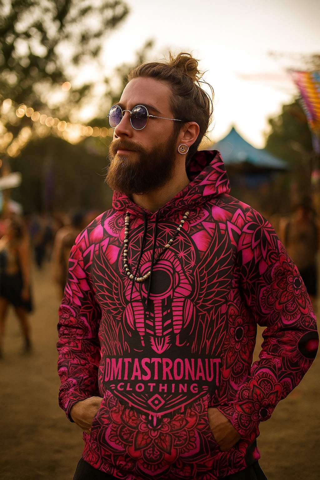 Fluro Rose Red Mandala Hoodie (Limited)