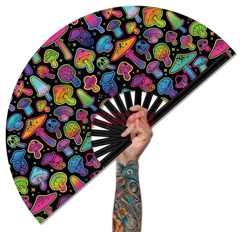 Share Psychedelic Hand Fans Festival UV Reactive Bush Doof Esoteric Rave