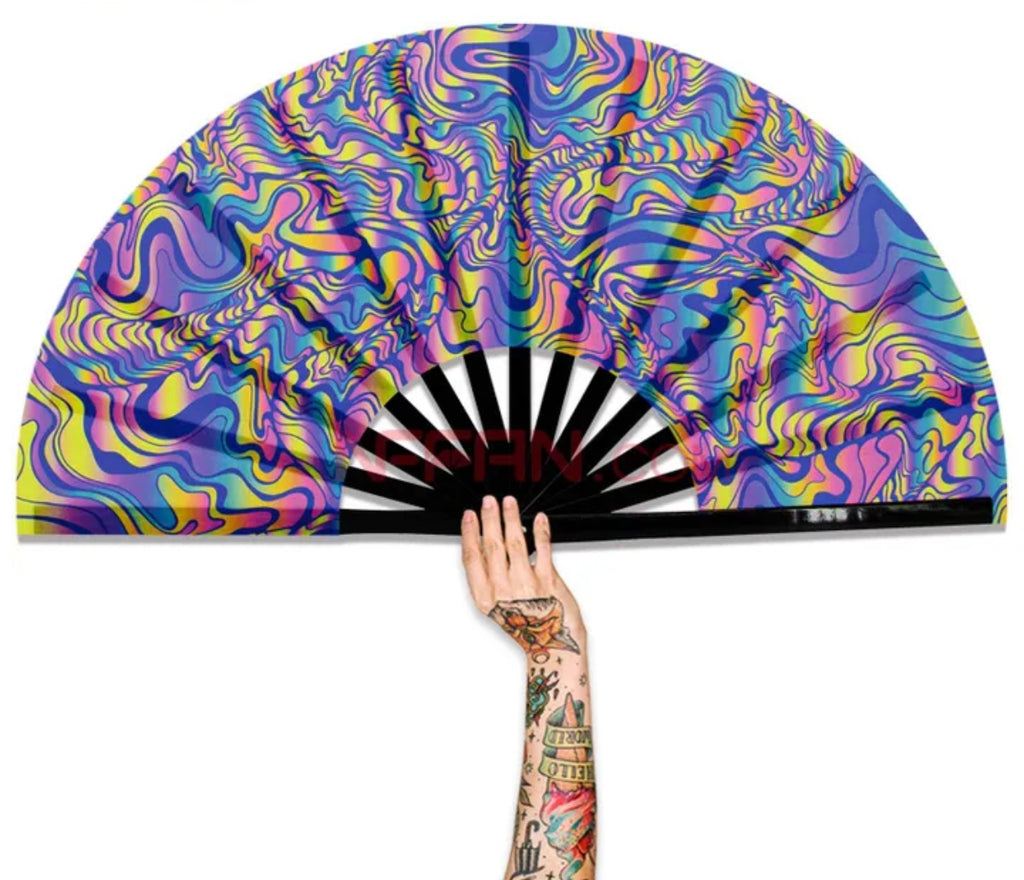 Share Psychedelic Hand Fans Festival UV Reactive Bush Doof Esoteric Rave