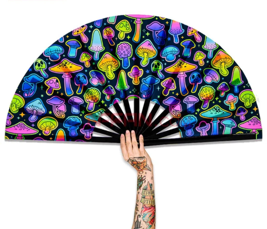Share Psychedelic Hand Fans Festival UV Reactive Bush Doof Esoteric Rave